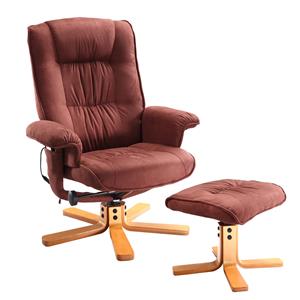 Расслабляющее массажное кресло с коричневой подставкой для ног K47